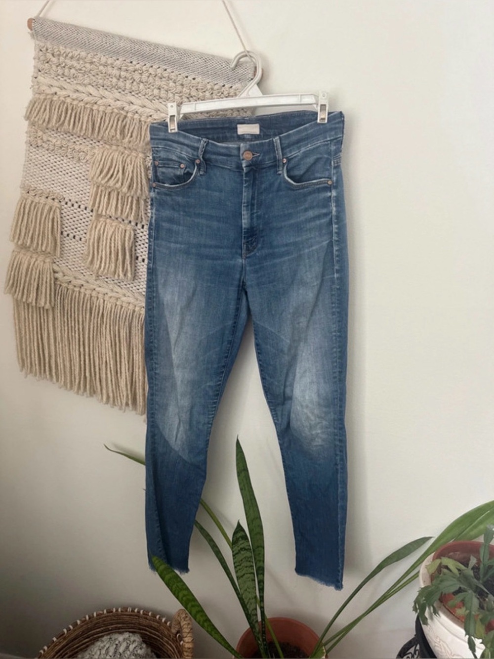 MOTHER High Waisted Looker Ankle Fray